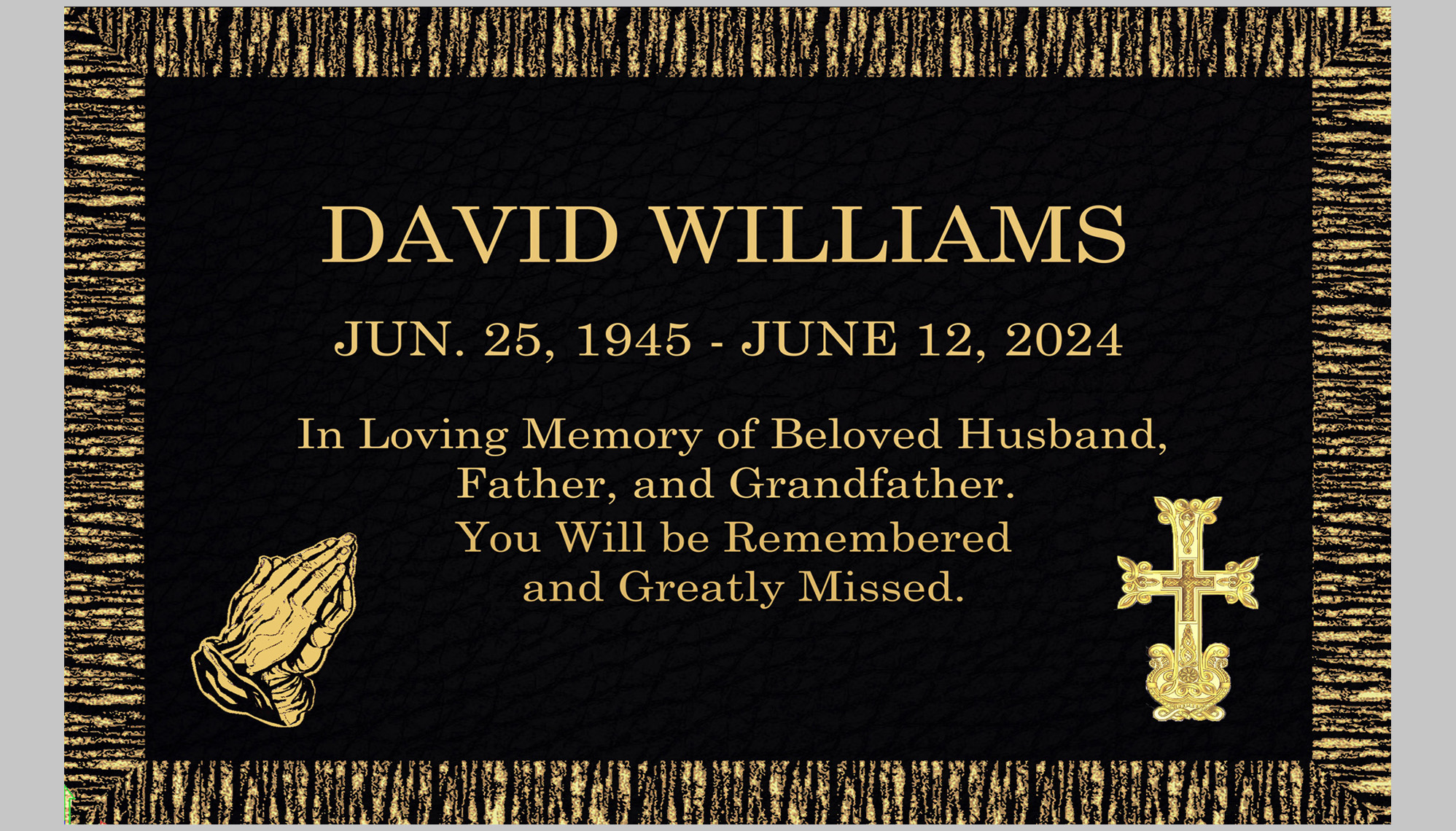 28inch × 20inch Standard Flat Bronze Headstone – Cemetery Grave Memorial Plaque